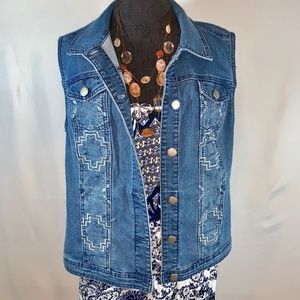 Christopher Banks Sleeveless Jeans Embroider Vest